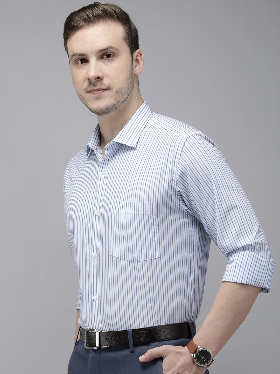 Park Avenue Pure Cotton Slim Fit Opaque Striped Formal Shirt