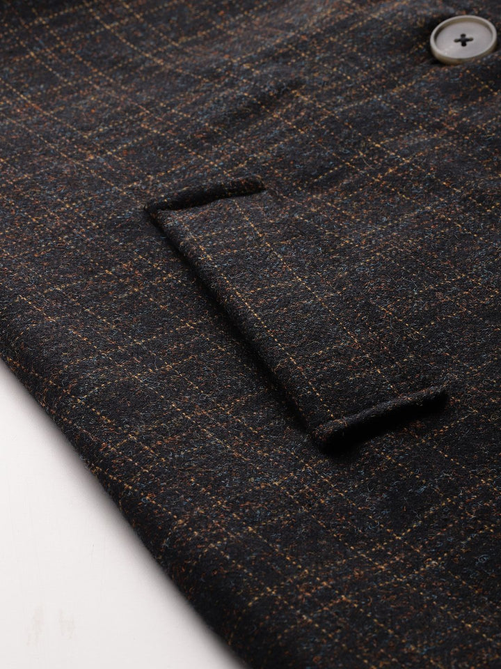DressBerry Checked Single-Breasted Longline Overcoat