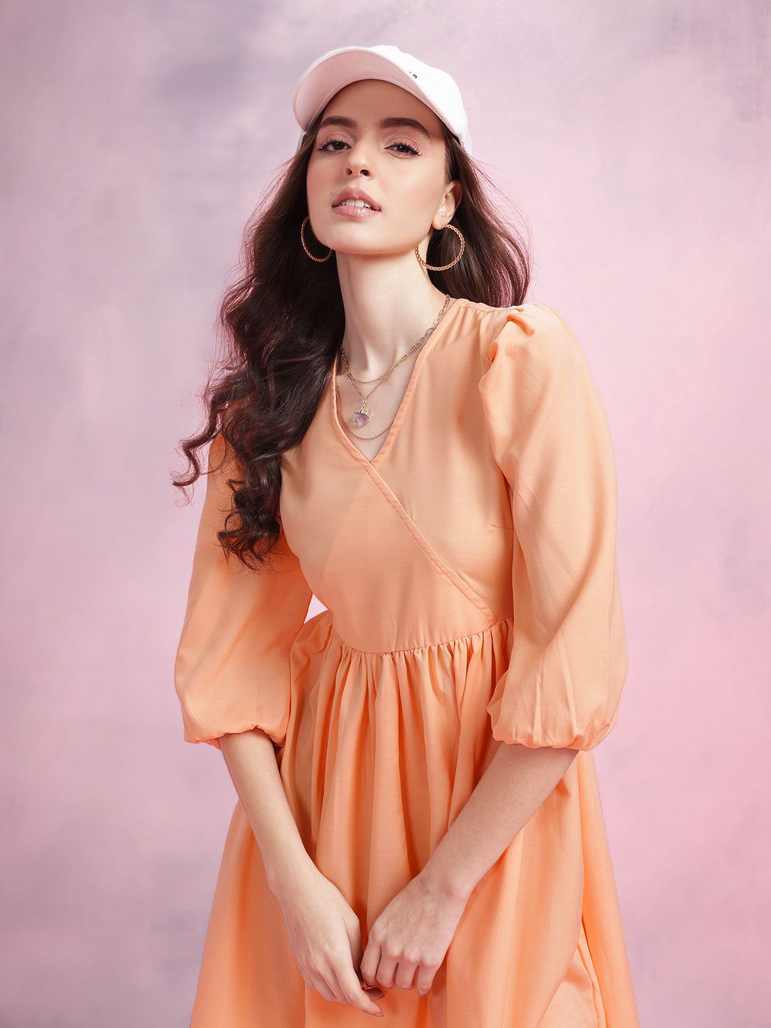 DressBerry Puff Sleeve A-Line Dress