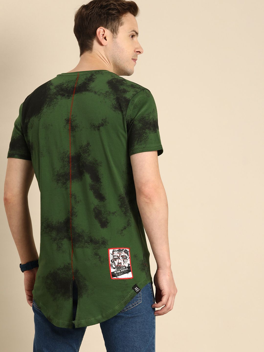 Being Human Men Green & Black Graphic Printed Pure Cotton T-shirt