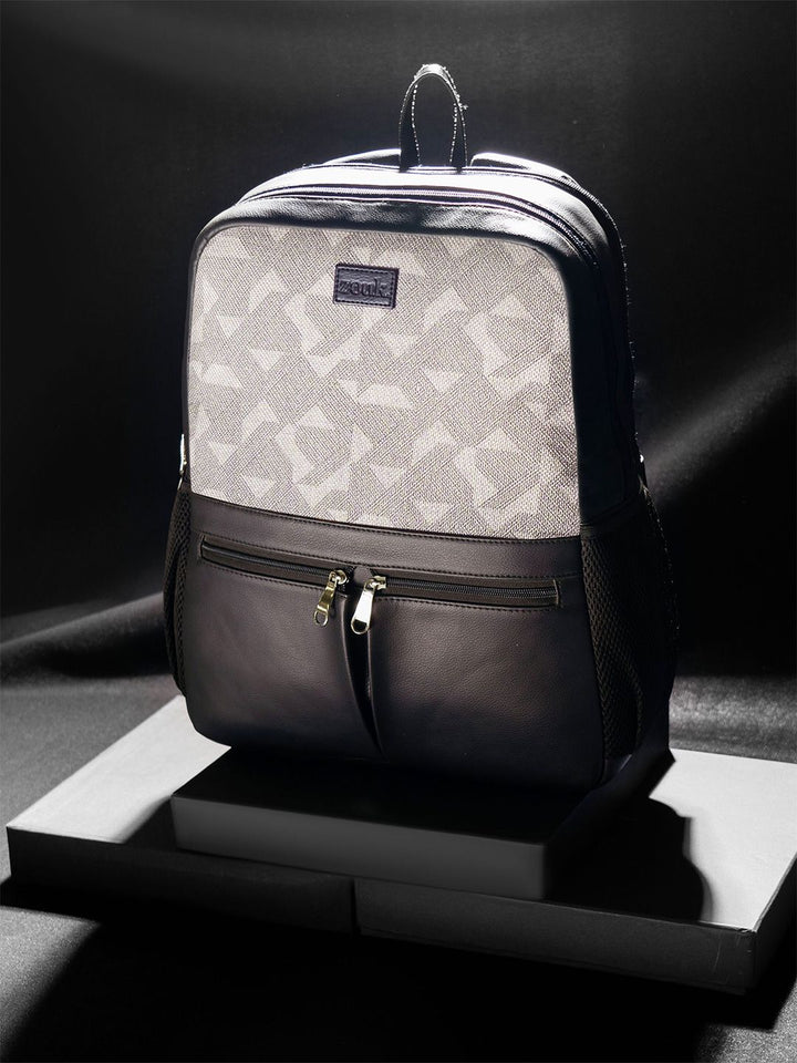 ZOUK Geometric Printed Backpack with Compression Straps Up to 16 inch