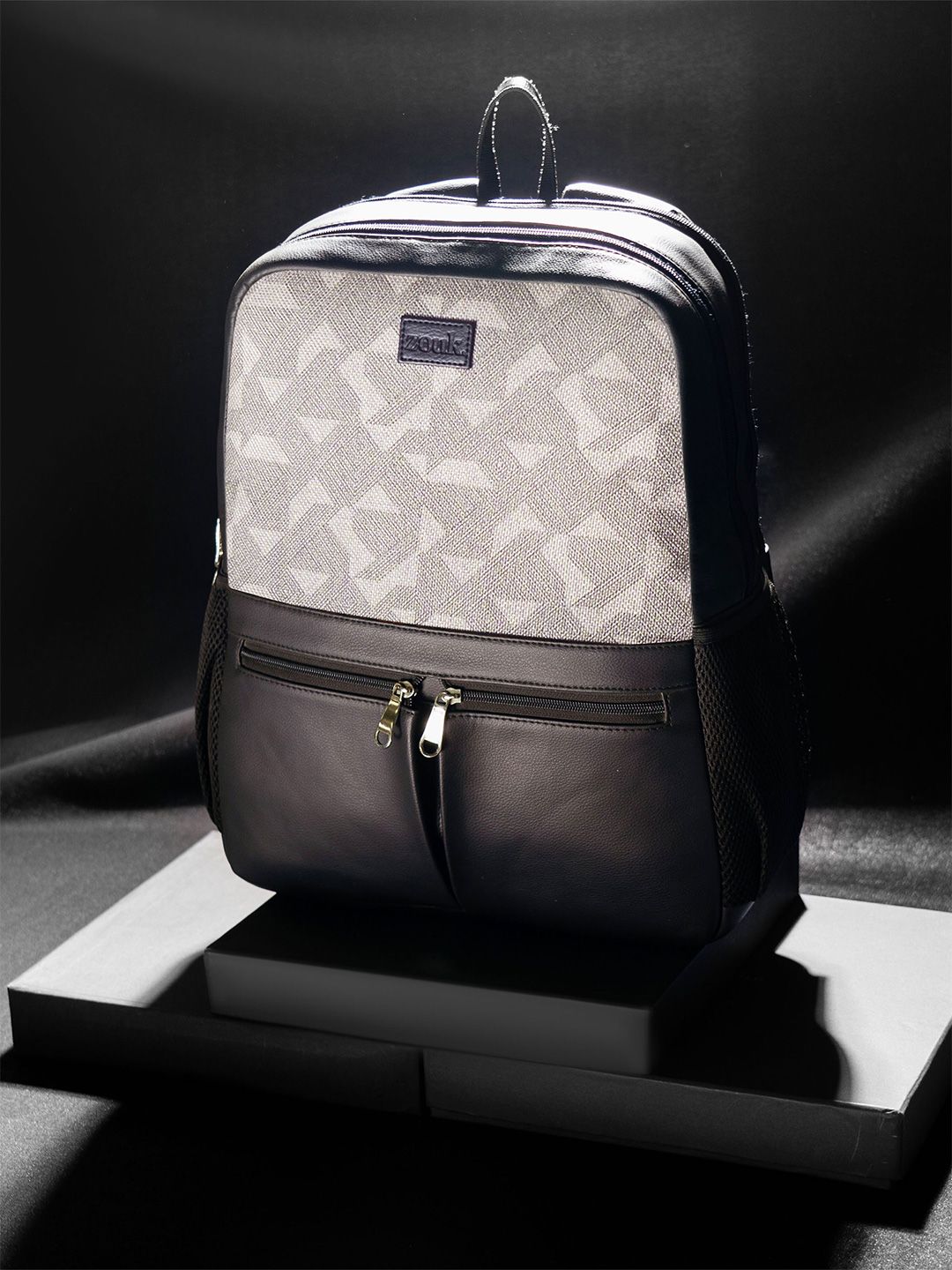 ZOUK Geometric Printed Backpack with Compression Straps Up to 16 inch