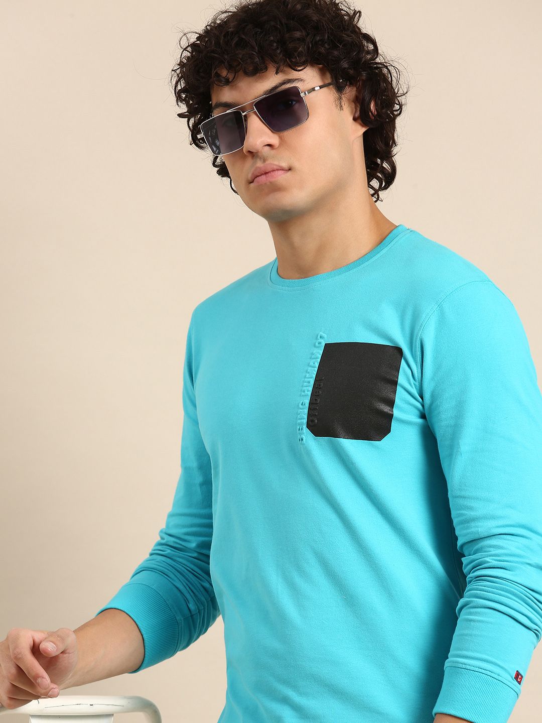 Being Human Embossed Detail Patchwork Round Neck T-shirt