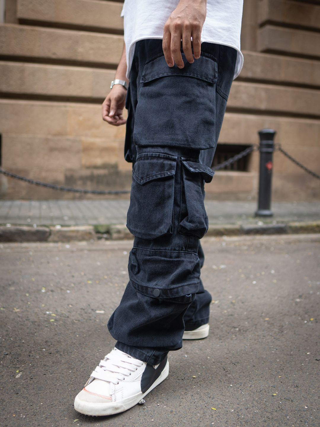 Powerlook Men Baggy Fit Cargo Style Jeans