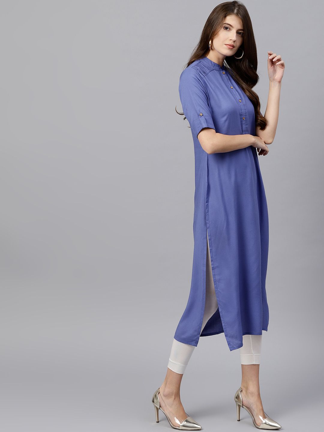 Gerua By Libas Women Blue Solid Straight Kurta