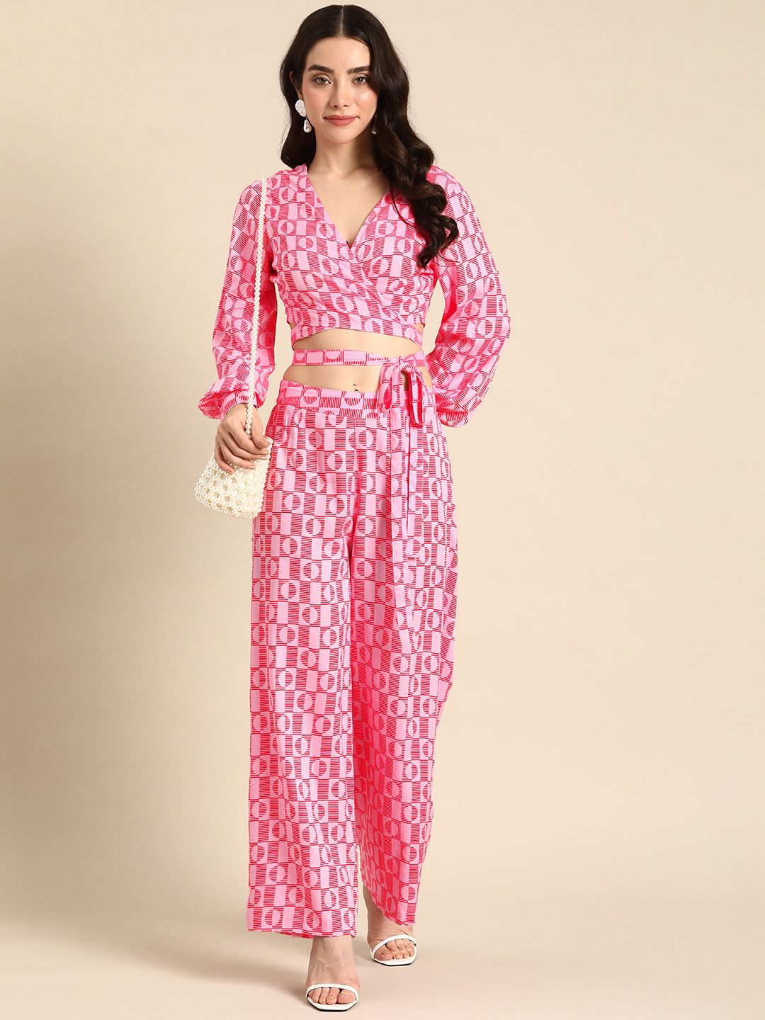 Anouk Printed Wrap Top with Palazzos