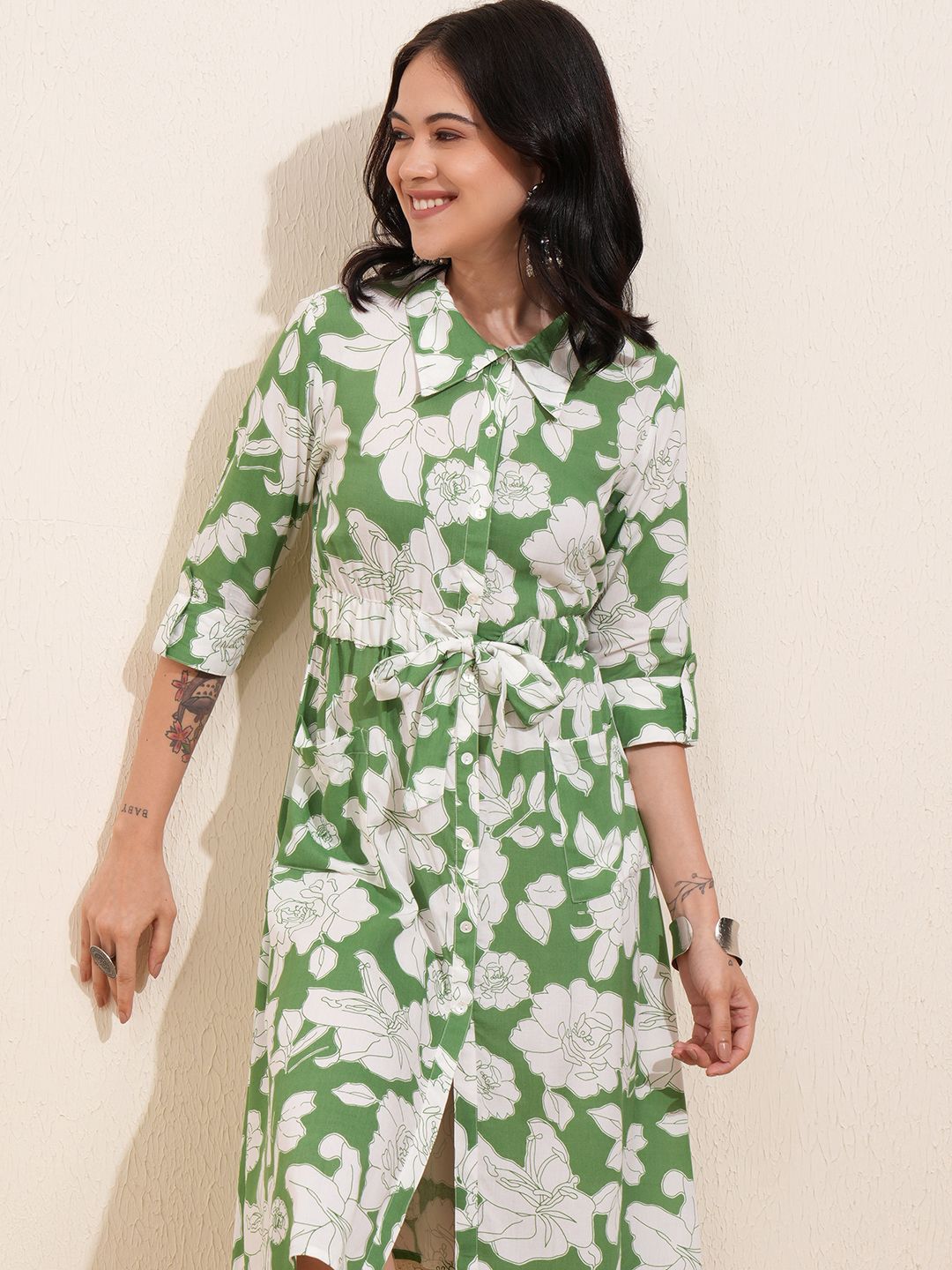 Vishudh Floral Print Shirt Dress