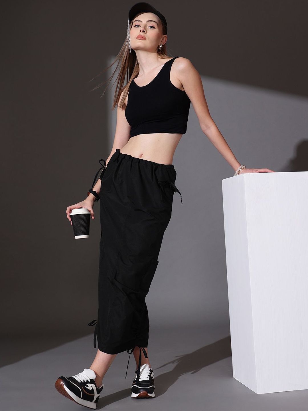 STREET 9 Pure Cotton Straight Midi Skirt