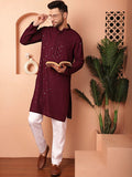 Jompers Men Geometric Embroidered Straight Kurta