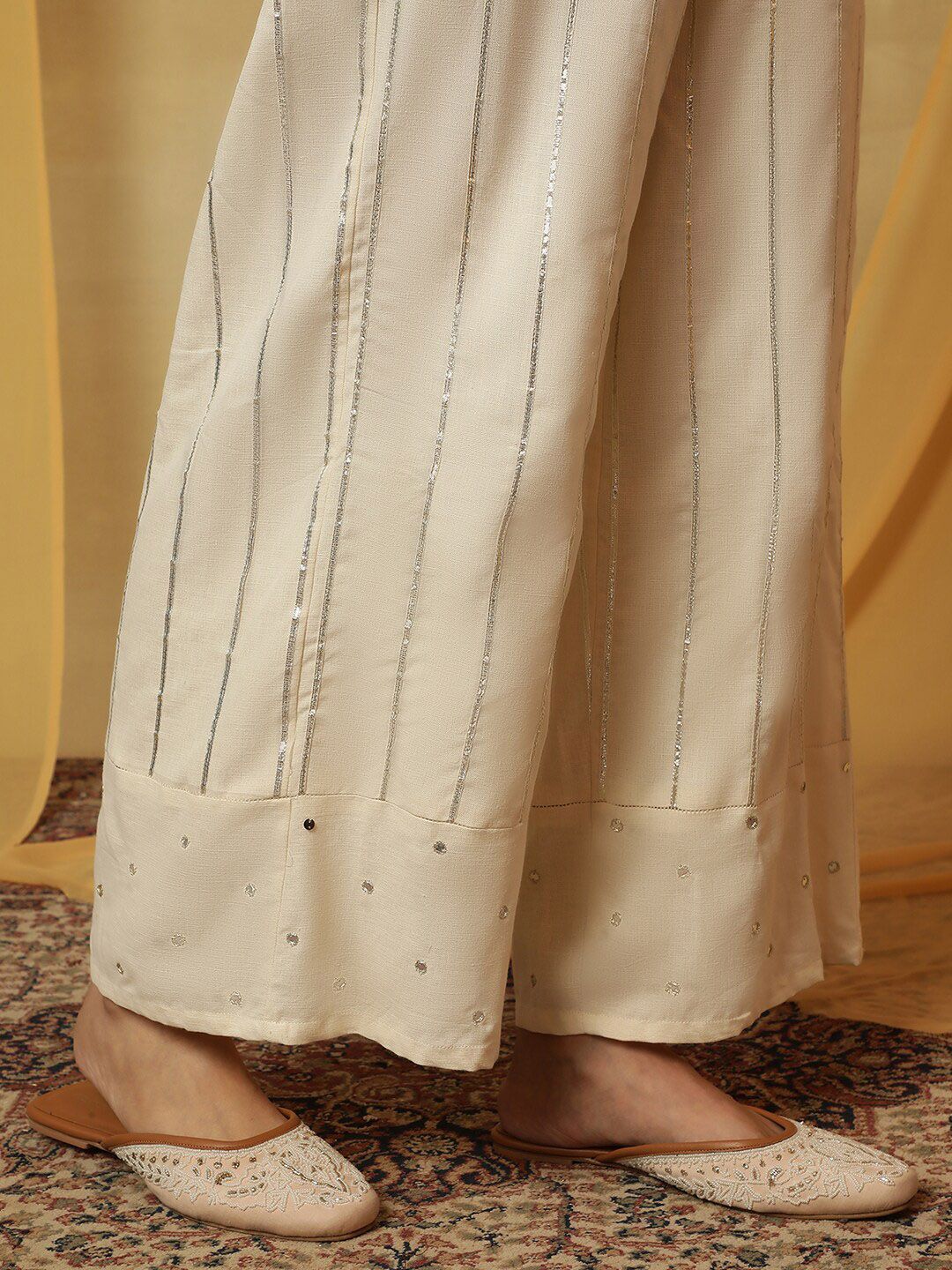 W Women Striped Ethnic Parallel Trouser