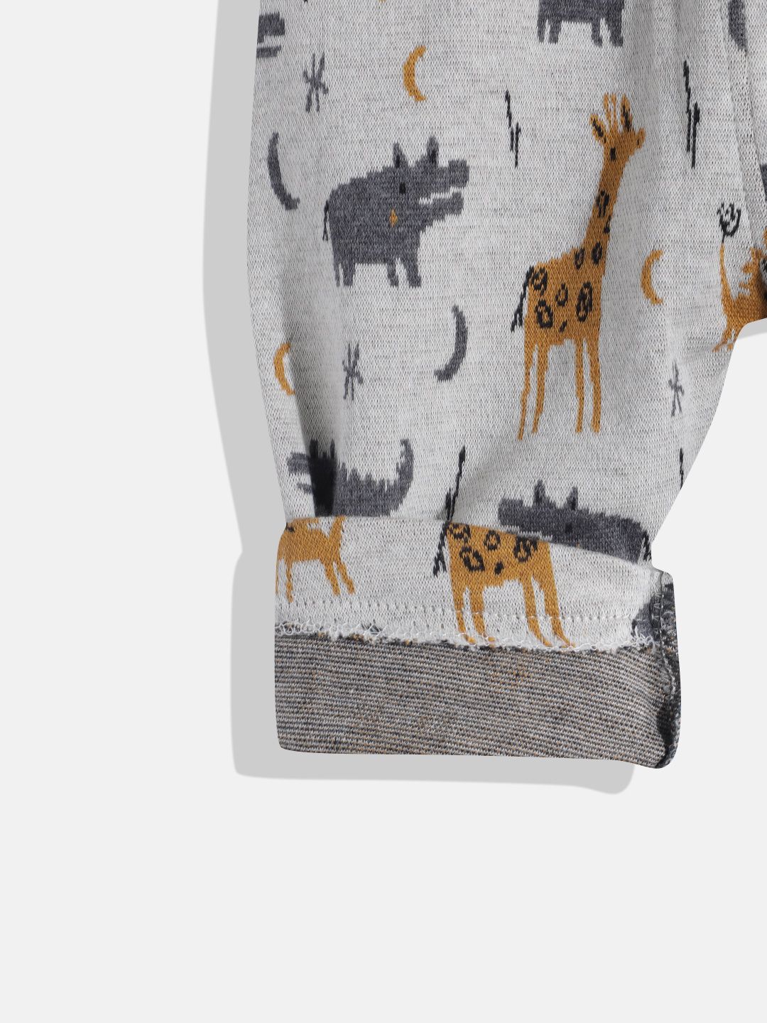 Moms Love Infant Boys Pure Cotton Animal Graphic Printed Dungarees with Solid T-shirt