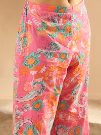 Indo Era Women Floral Printed Regular Pure Cotton Kurta with Palazzos