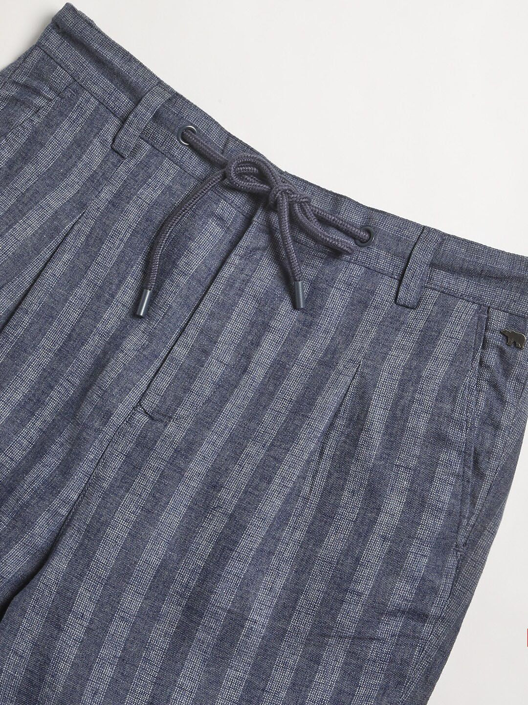 THE BEAR HOUSE Men Striped Tapered Fit Trousers