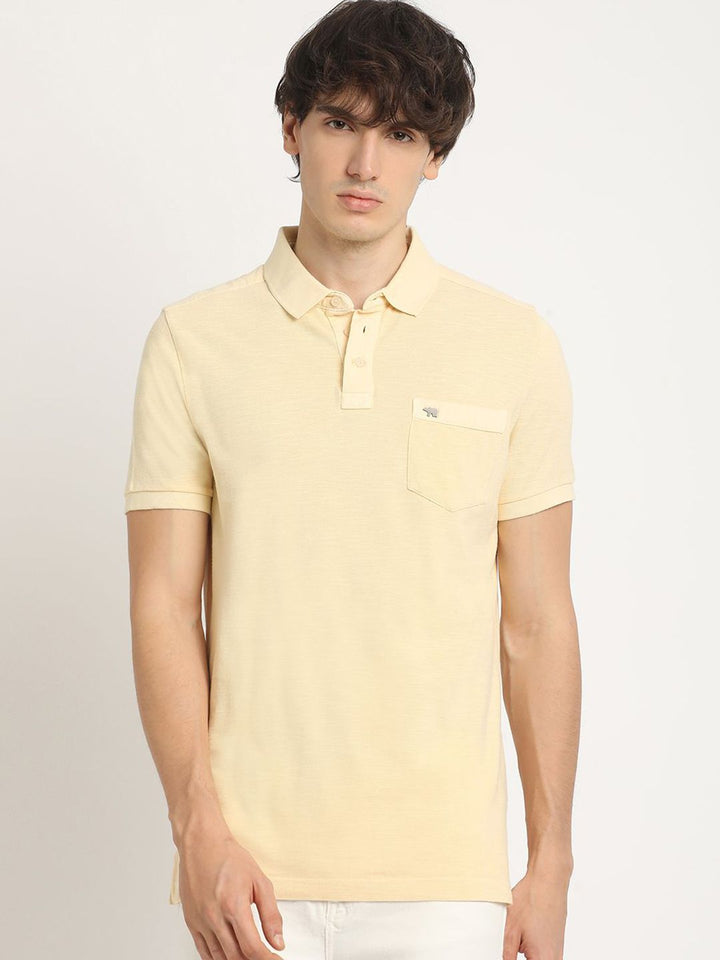THE BEAR HOUSE Men's Solid Regular Fit Polo T-shirt