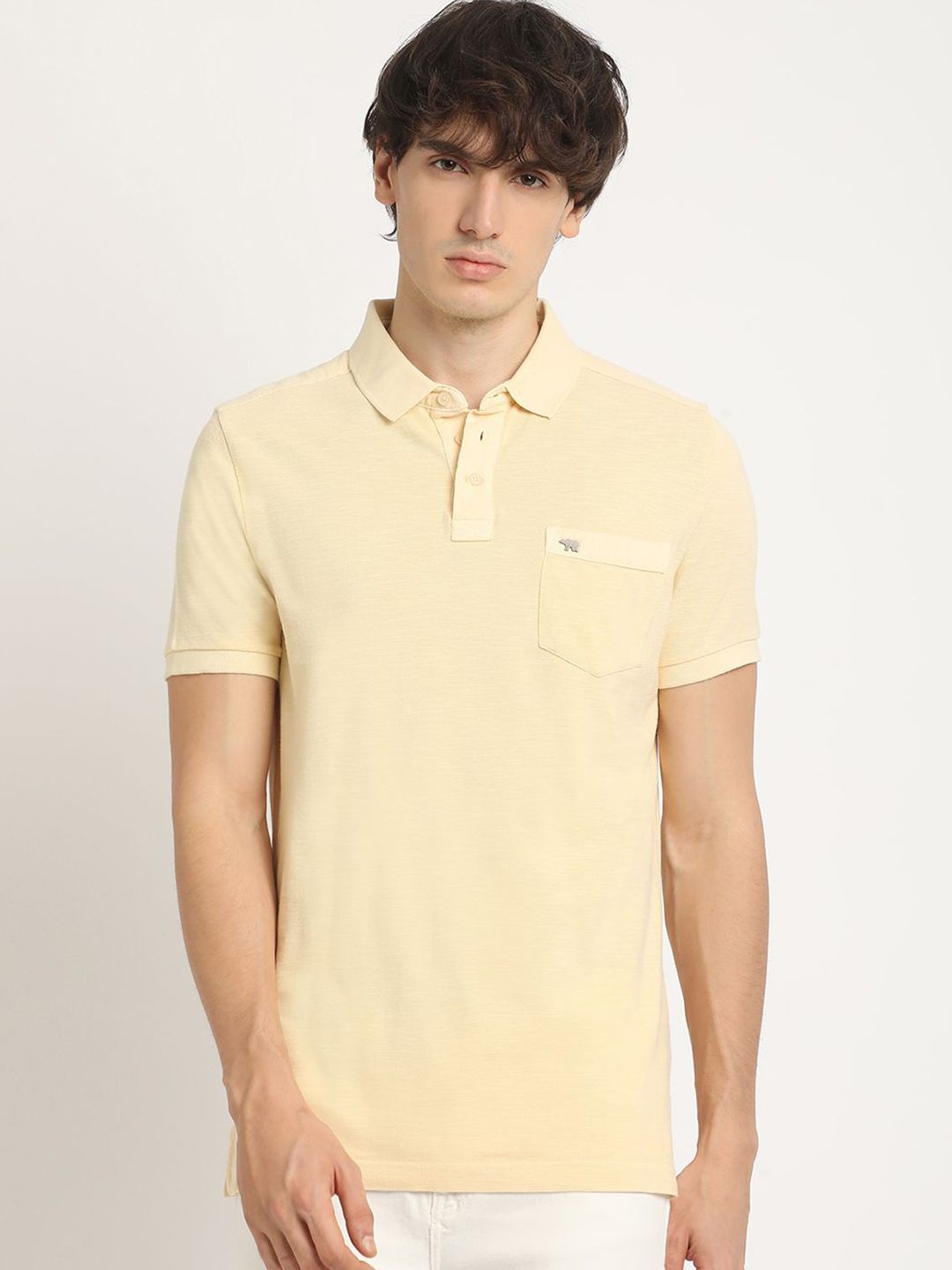 THE BEAR HOUSE Men's Solid Regular Fit Polo T-shirt
