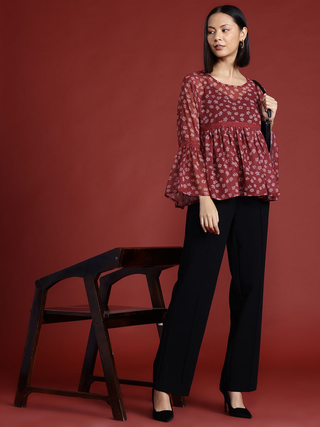 all about you Floral Print Semi-Sheer Top