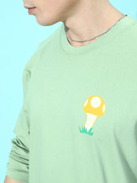 DILLINGER Men Green & Black Printed Oversized  T-shirt