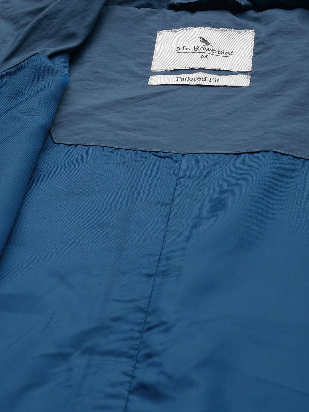 Mr Bowerbird Men Navy Blue Lightweight Solid Hooded Bomber Jacket