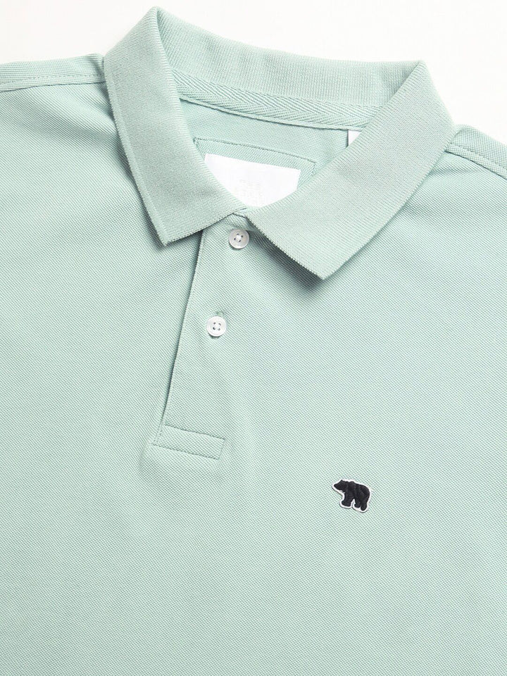 THE BEAR HOUSE Men Solid Slim Fit Cotton Polo Collar T-Shirts