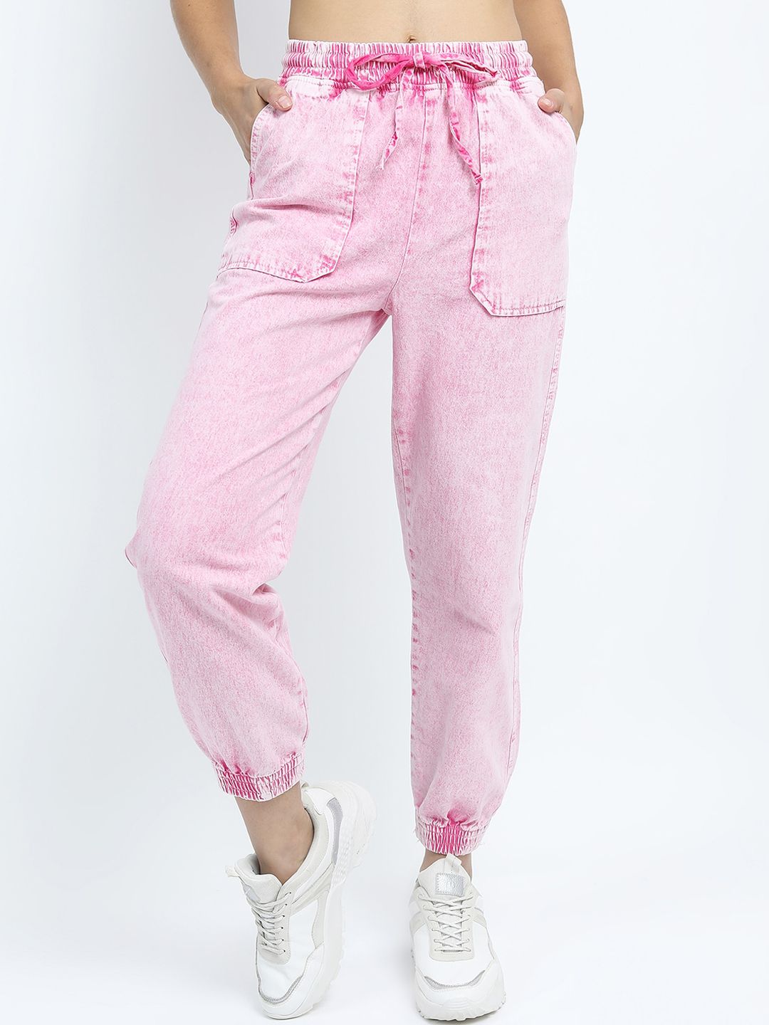 Tokyo Talkies Women Pink Cotton Jogger Jeans