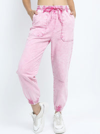 Tokyo Talkies Women Pink Cotton Jogger Jeans