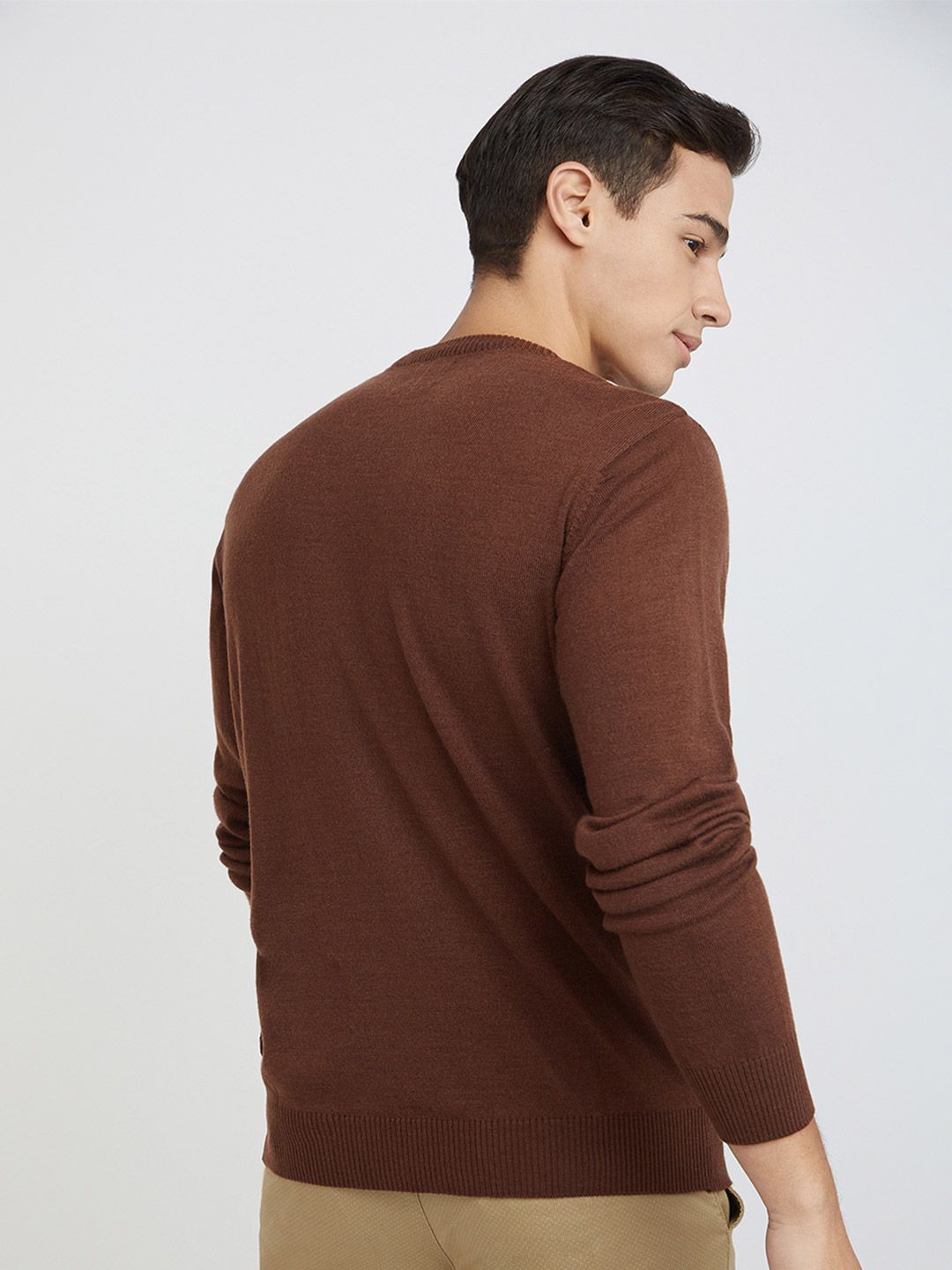 Raymond Men Brown & Black Geometric Patterned Pullover