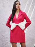 Athena Shirt Collar Opaque Fuchsia Bow Detailed dress