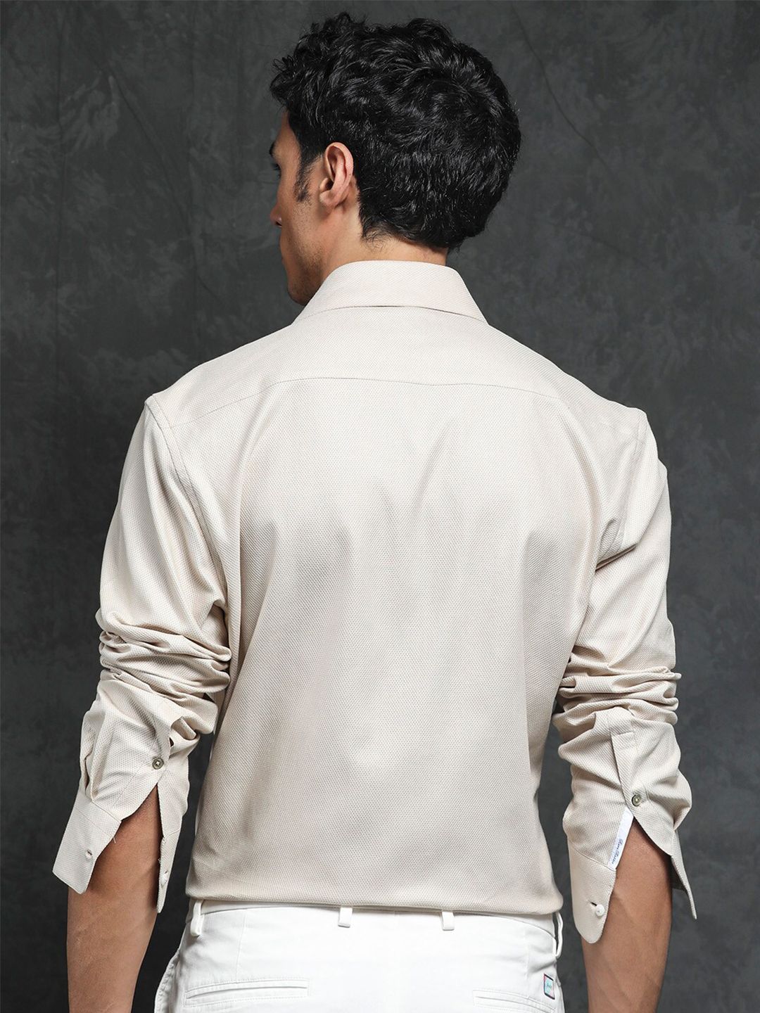 RARE RABBIT Men Comb-1 Slim Fit Textured Cotton Shirt