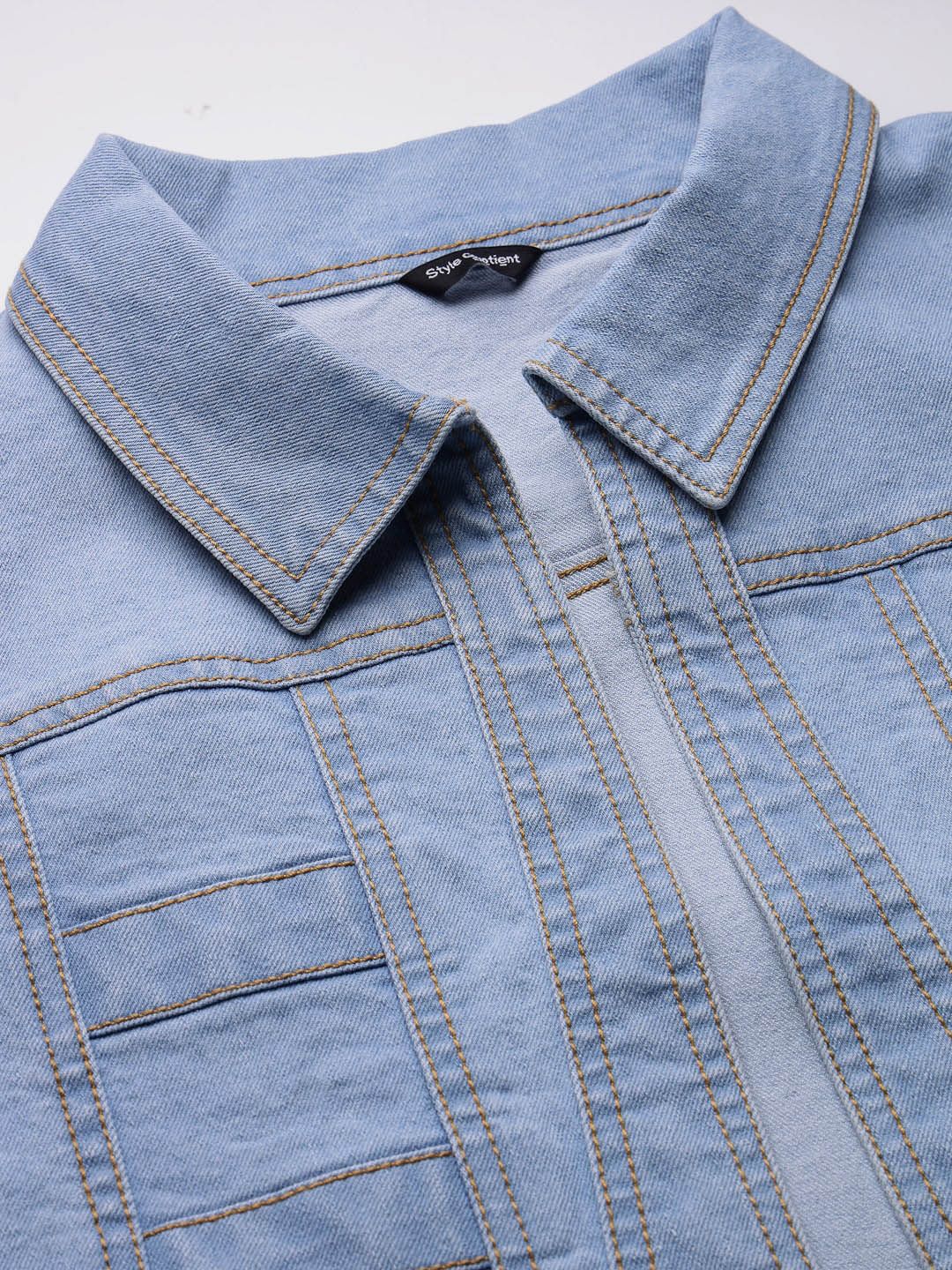 Style Quotient Women Open Front Crop Denim Shrug