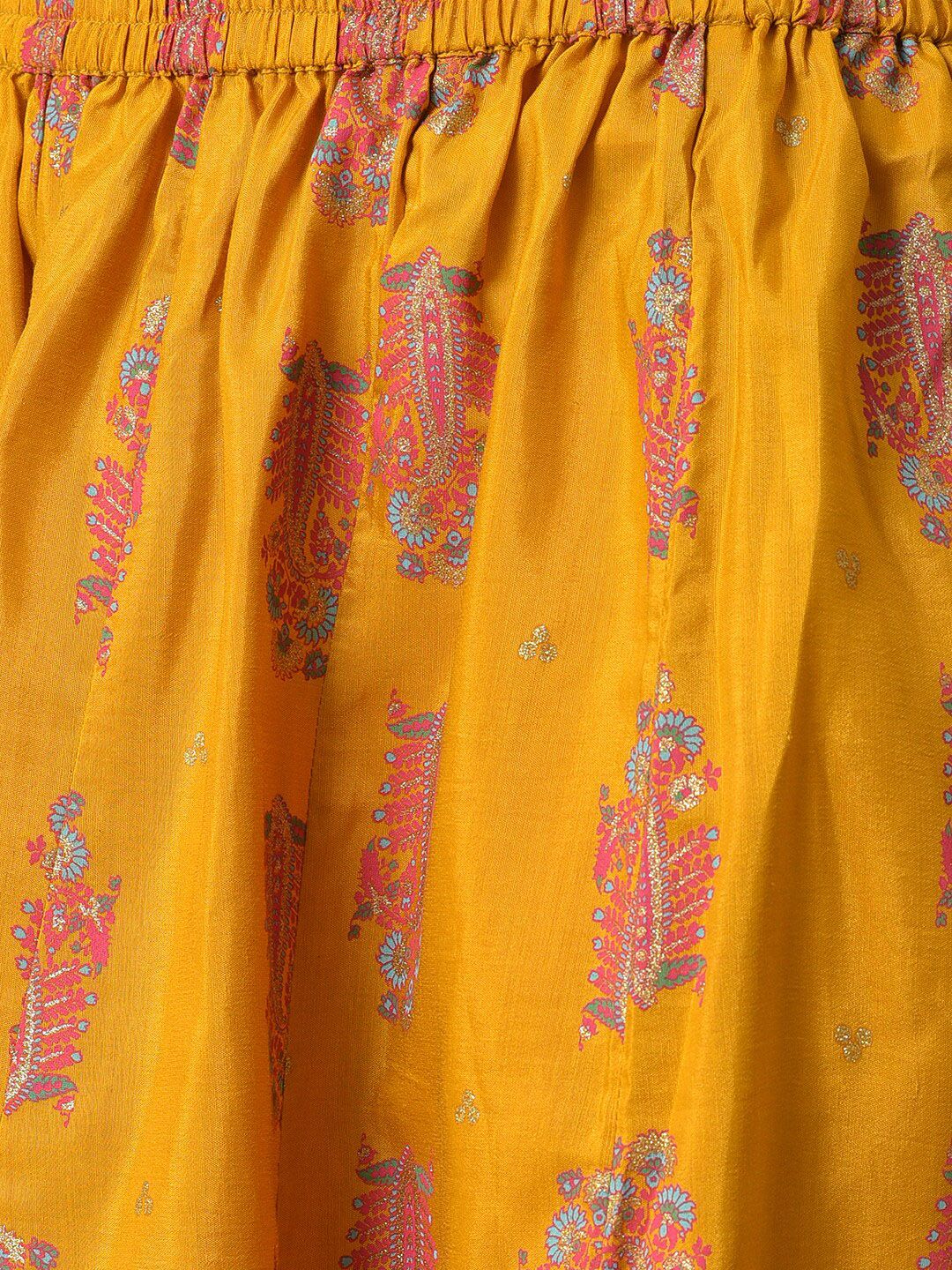 W Festive Printed Shantung Top & Culotte With Attached Drape