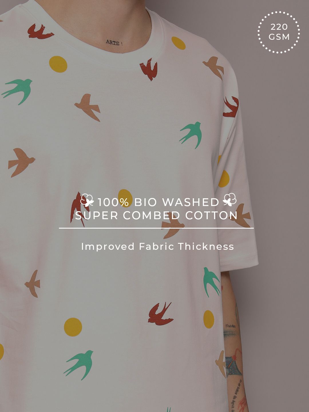 DILLINGER Men Graphic Printed Oversized Drop-Shoulder Sleeves Pure Cotton T-shirt