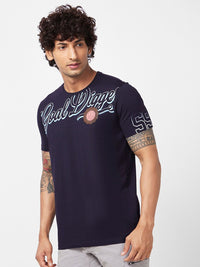 SPYKAR Typography Printed Slim Fit Pure Cotton T-Shirt