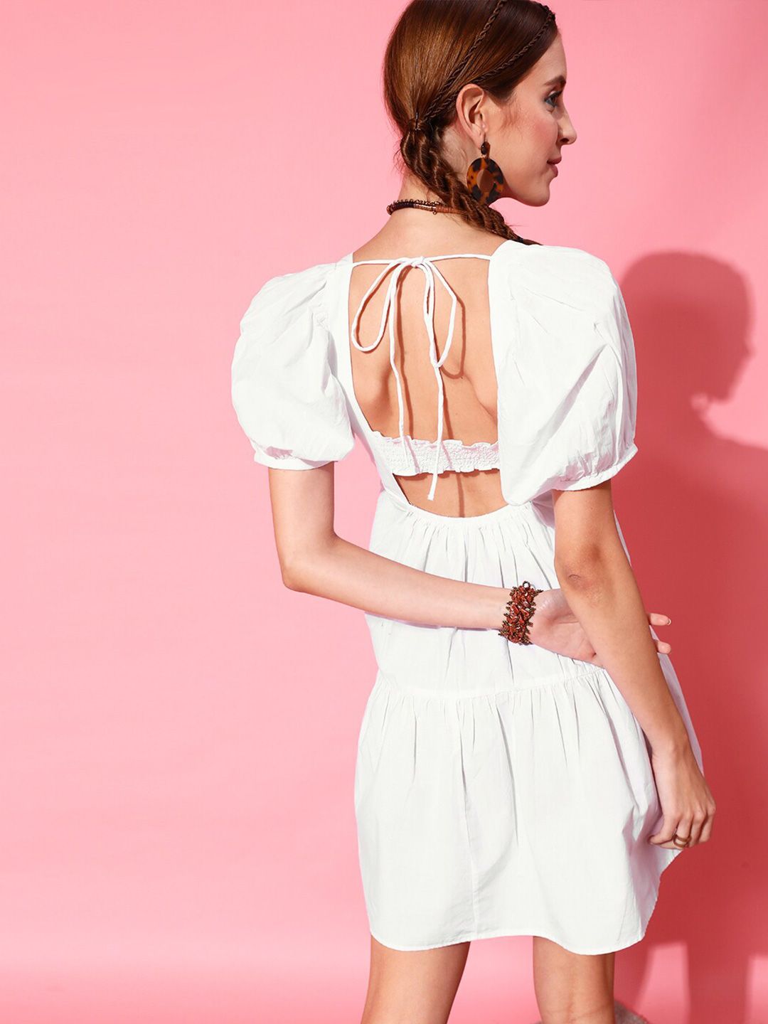 STREET 9 Puff Sleeves Pure Cotton Empire Dress