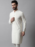 Jompers Men Cream-Coloured Ethnic Motifs Embroidered Cotton Kurta