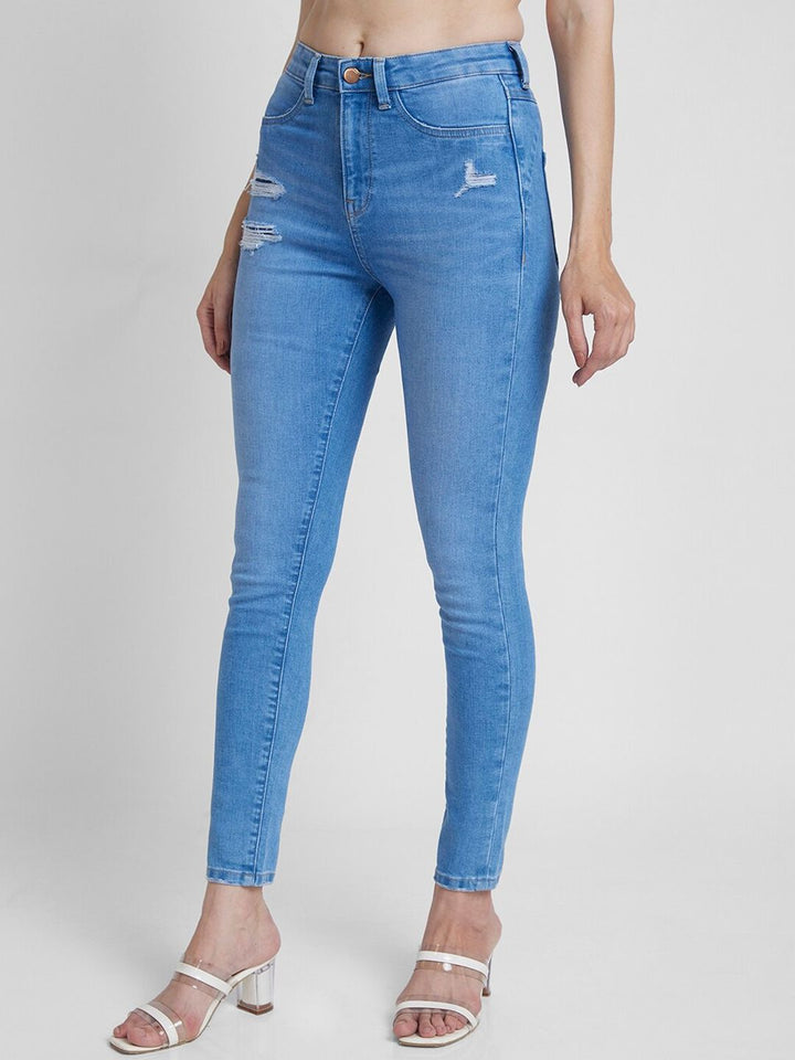SPYKAR Women Super Skinny Fit Mild Distressed Stretchable Jeans