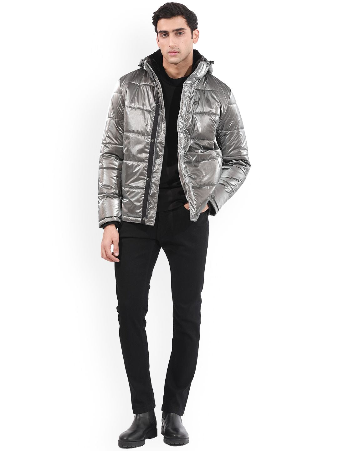 RARE RABBIT Men Osad Tailored Fit Hooded Puffer Jacket