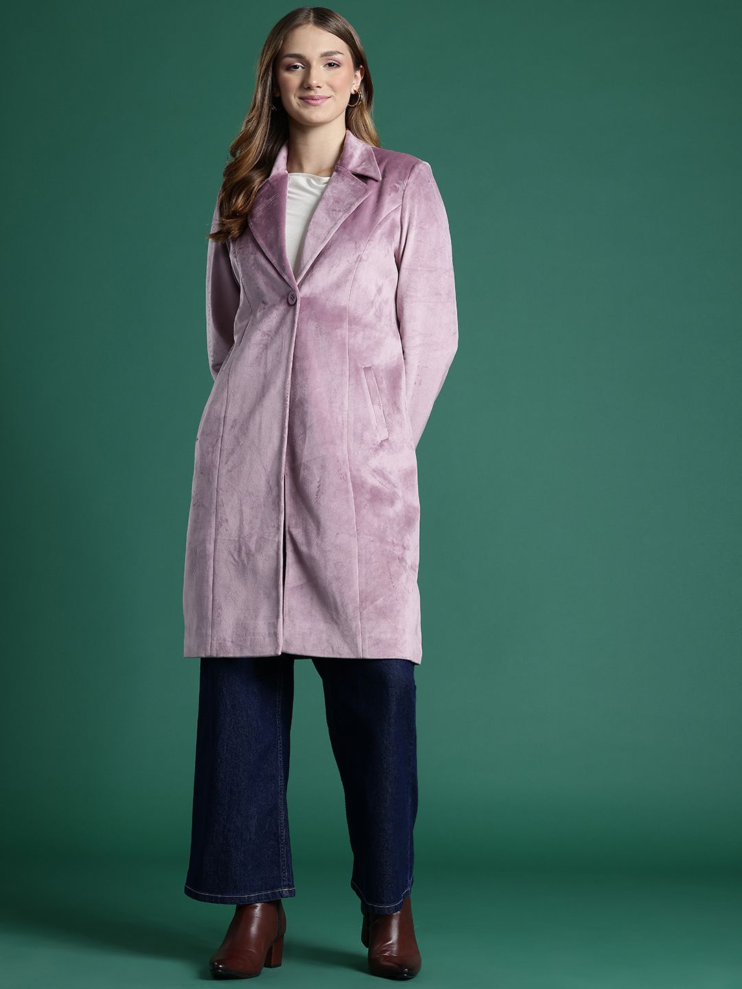 DressBerry Notched Lapel Collar Overcoat