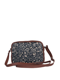 ZOUK Black & Beige Ethnic Motifs Woven Design Handcrafted Vegan Leather Sustainable Sling Bag