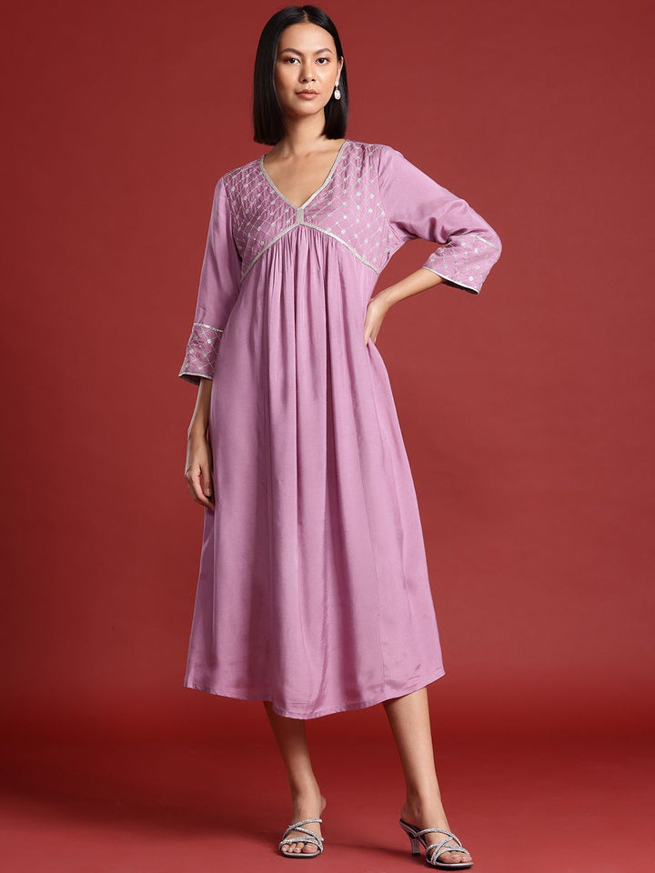 all about you Thread Work & Sequinned Yoke Design Empire Ethnic Dress