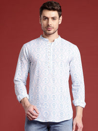 Anouk Mandarin Collar Floral Printed Pure Cotton Kurta