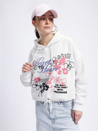 DressBerry Snug Life Printed Hooded Sweatshirt