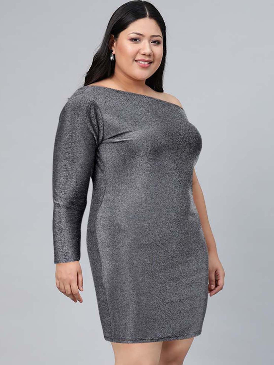 Tokyo Talkies Women Grey Solid Bodycon Dress