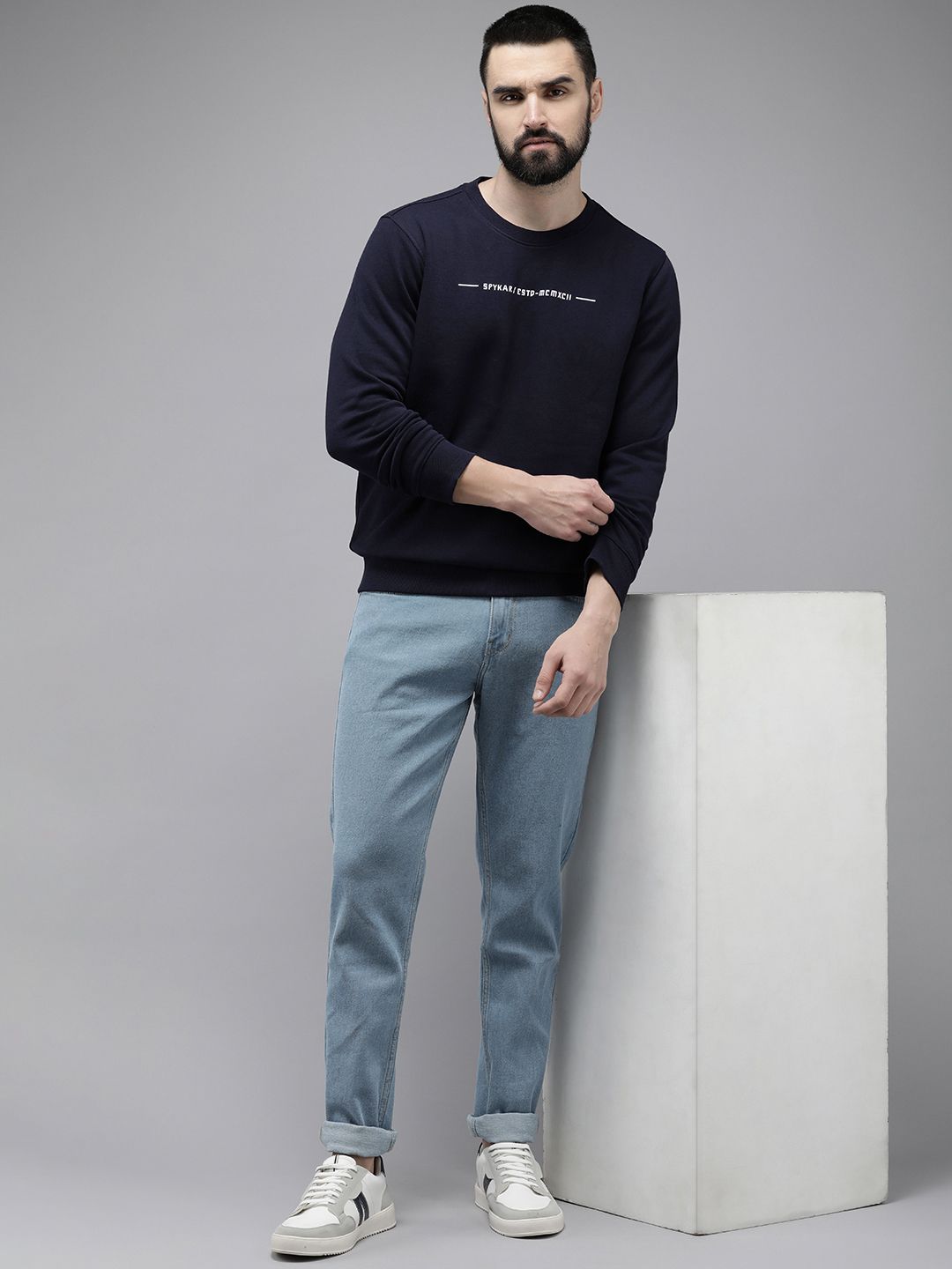 SPYKAR Brand Logo Printed Pullover Sweatshirt