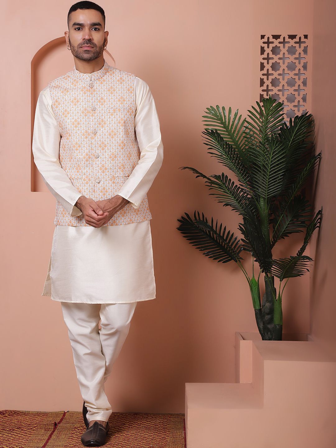 Jompers Regular Kurta with Churidar With Nehru Jacket