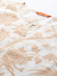Indo Era Women Floral Printed Keyhole Neck Pure Cotton Kurta