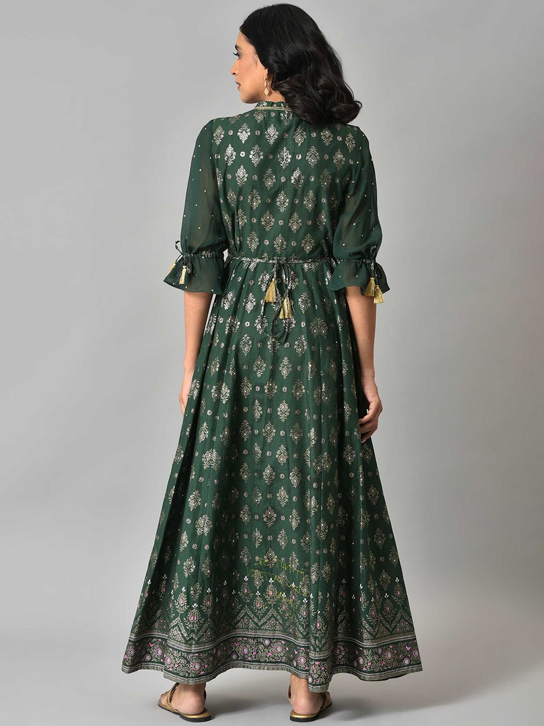 AURELIA Green Ethnic Motifs Ethnic Maxi Maxi Dress