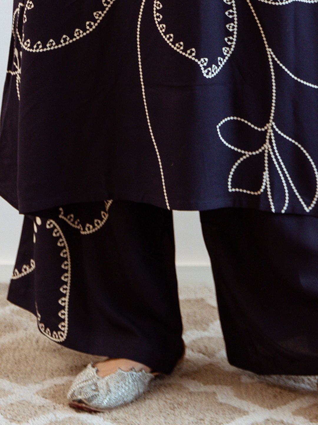 Indo Era Women Floral Embroidered Regular Sequinned Kurta with Trousers