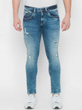 SPYKAR Men Blue Skinny Fit Low-Rise Mildly Distressed Heavy Fade Jeans