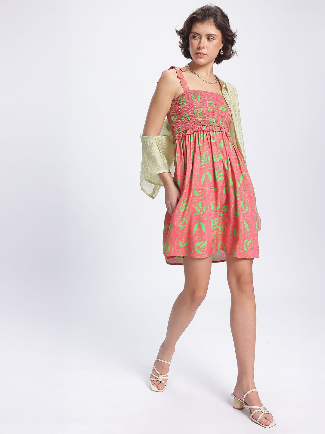 DressBerry Floral Fantasy Smocked A-Line Dress