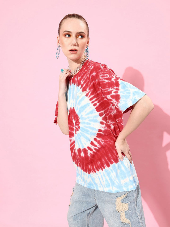 DILLINGER Women Tie & Dye Graphic Print Oversized T-shirt